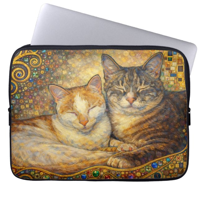 Capa Para Notebook Melhores Amigos Gatos inspirados em Klimt (Frente)