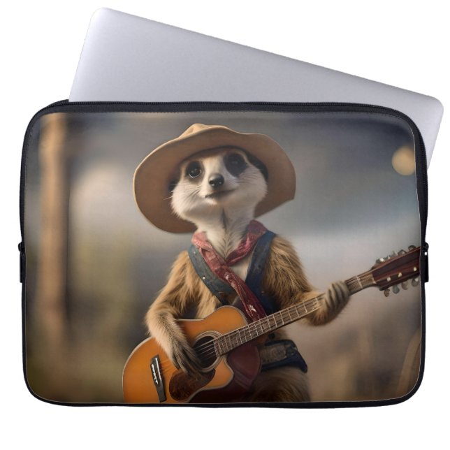 Capa Para Notebook Melodias da Savana A Meerkat Guitar Serenade, (Frente)