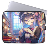 Menina de animação bonita lendo óculos