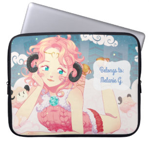 Capa Para Notebook Menina do anime de Ares com os carneiros