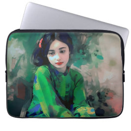 Capa Para Notebook Menina em vestida verde