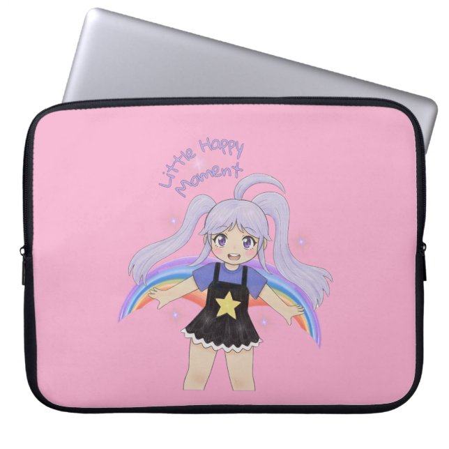 Capa Para Notebook Menina Feliz Ilustração Desenhada à Mão – Pequenos (Frente)