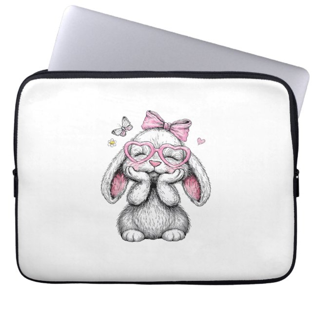 Capa Para Notebook Meninas Páscoa Bunny Fofo Face Rosa Páscoa Criança (Frente)