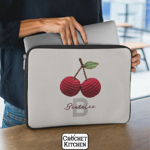 Capa Para Notebook Menino Menor Crochet Vermelho de Cereja Nome