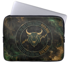 Capa Para Notebook Mentalidade de Negociação Touro de Ouro Esmeralda