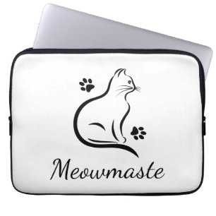 Capa Para Notebook Meowmaste Cat Yoga Neoprene Bolsa de laptop 13 pol