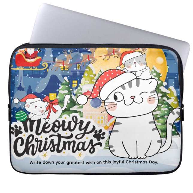 Capa Para Notebook Meowy Christmas (Frente)