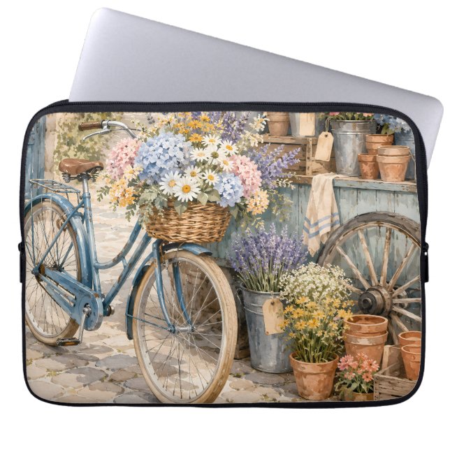 Capa Para Notebook Mercado de Flores Bloomcore Bicicleta (Frente)