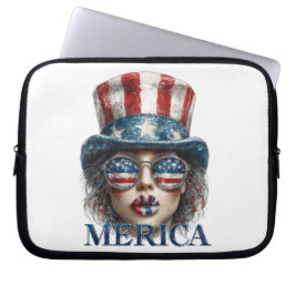Capa Para Notebook Merica Girl, 4 de julho Gelam Girl com estrelas