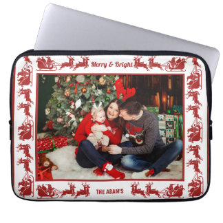 Capa Para Notebook Merry & Bright Santa Sleigh Ride Christmas Photo