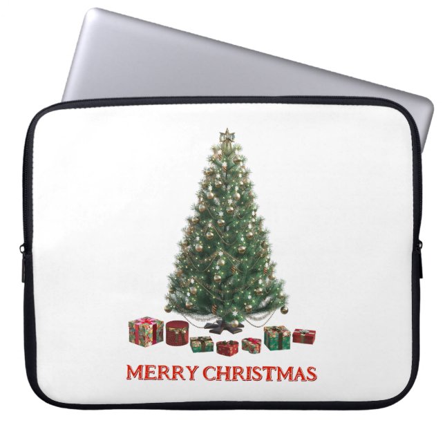 Capa Para Notebook Merry Christmas. Tree (design 1) with gifts (Frente)