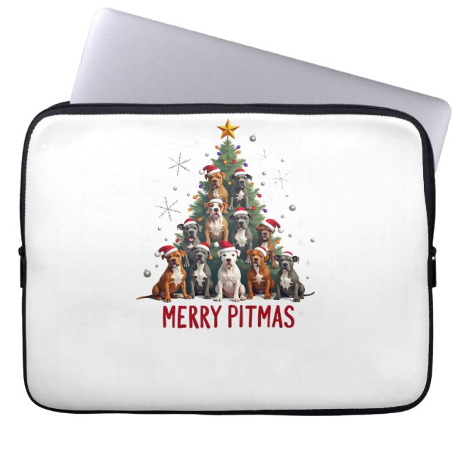Capa Para Notebook Merry Pitmas Pitbull Dog Ugly Christmas Sweater Tr (Frente)
