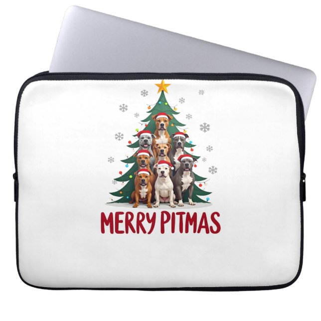 Capa Para Notebook Merry Pitmas Pitbull Dog Ugly Christmas Sweater Tr (Frente)