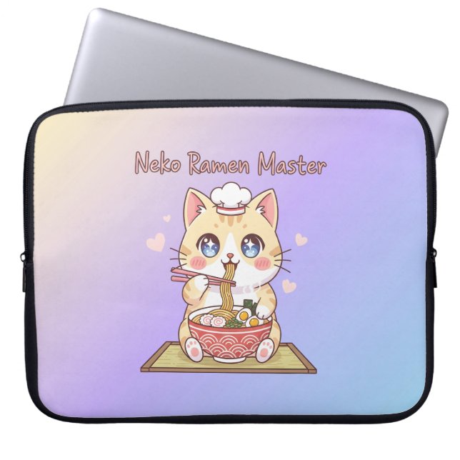 Capa Para Notebook Mestre de Ramen Kawaii Neko Gato Comida Chef Fofo (Frente)