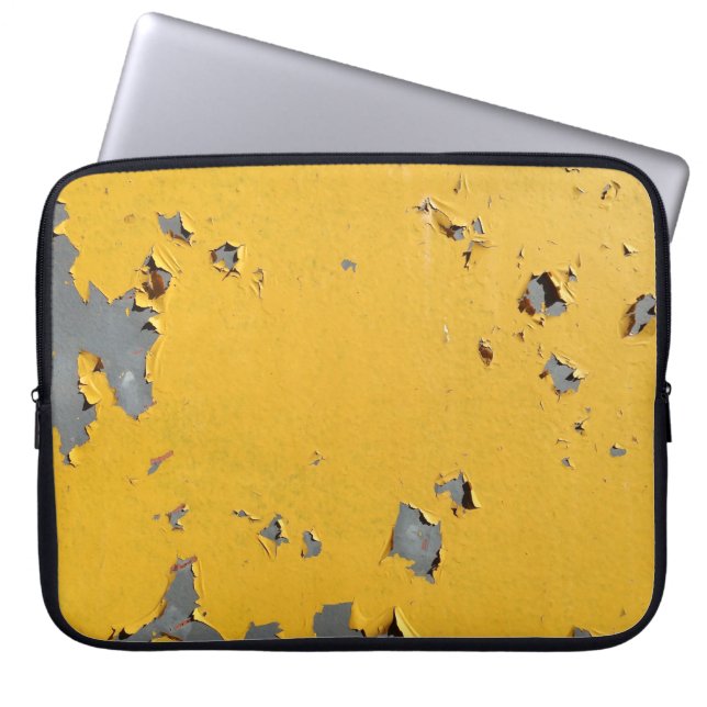 Capa Para Notebook Metal amarelo rachado: textura suja. (Frente)