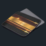 Capa Para Notebook Metallicgold listrava cinzas metálicas pretas<br><div class="desc">Imagem de listras de ouro metálicas com haste metálica preta. Monograma opcional.</div>