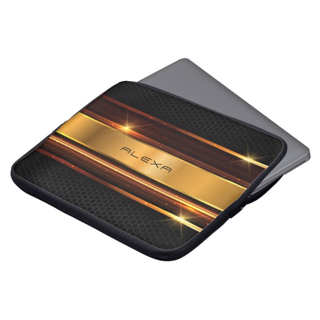 Capa Para Notebook Metallicgold listrava cinzas metálicas pretas (Frente Topo)