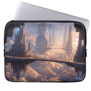 Capa Para Notebook Metrópole Flutuante nas Nuvens