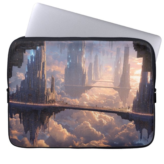 Capa Para Notebook Metrópole Flutuante nas Nuvens (Frente)