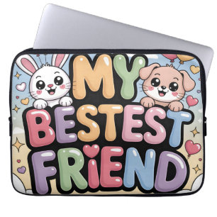 Capa Para Notebook Meu Melhor Amigo Gráfico: Coelho e Cachorrinho Fof