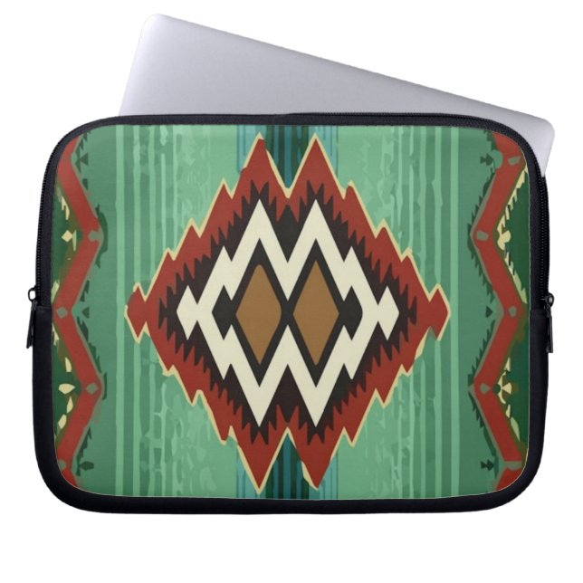 Capa Para Notebook México Aztec Impressão Vetor Green (Frente)