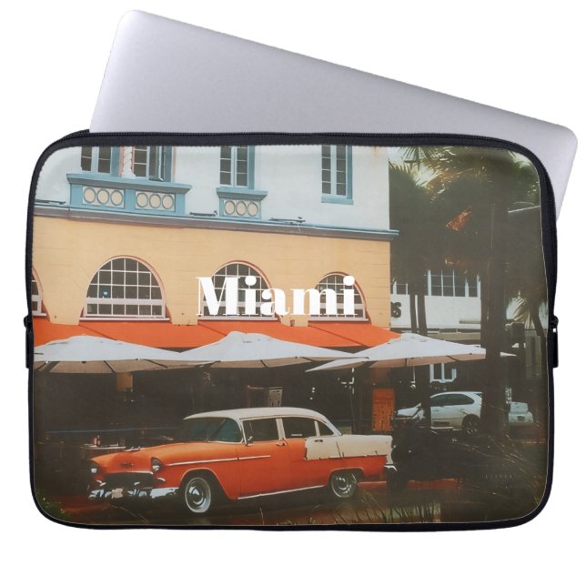 Capa Para Notebook Miami Ocean Drive  Lembrança de Viagem (Frente)