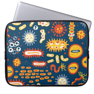 Capa Para Notebook Microrganismos Azul Escuro: Padrão Biológico