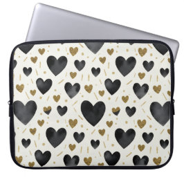 Capa Para Notebook Midnight Luxe Watercolor Hearts