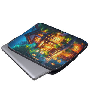 Capa Para Notebook Midnight Matcha – Aconchegante Café Japonês Lofi