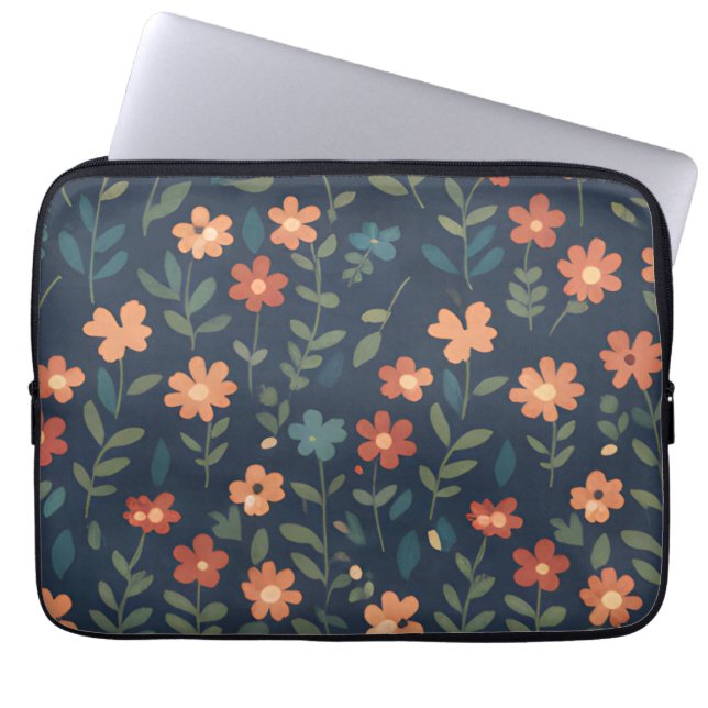 Capa Para Notebook Midnight Meadow Hand-Painted Floral Pattern (Frente)