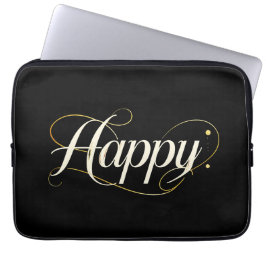 Capa Para Notebook Minimalist Elegant Gold Happy Typography - Classy