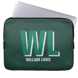 Capa Para Notebook Minimalist Emerald Green Personalized Monogram
