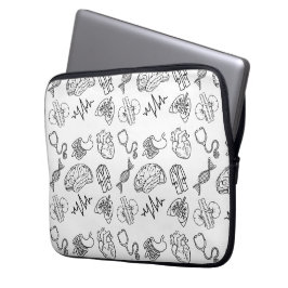 Capa Para Notebook Minimalist Medical Icons Black and White Doodle Pa
