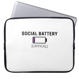 Capa Para Notebook Minimalist Social Battery Low Typography 15"