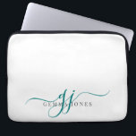 Capa Para Notebook Mínimo de Iniciais de Monograma de Script Verde<br><div class="desc">Um script verde-na moda,  moderno,  chic,  monograma em branco,  com um roteiro dramático inicial com pinceladas e seu nome de cheio em um tipo de serifa moderno.</div>