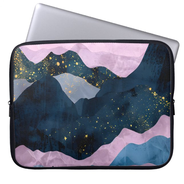 Capa Para Notebook Mínimo Lua Estrelas Montanha Vale Celestial (Frente)