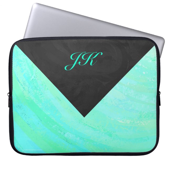 Capa Para Notebook Mint Ice Blue e Black Monograma (Frente)