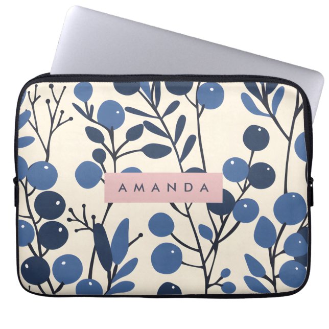Capa Para Notebook Mirtillo Azul Personalizado Estilo Botânico da Vid (Frente)
