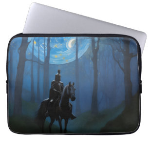 Capa Para Notebook Misterioso Cavaleiro Negro na Floresta Lua