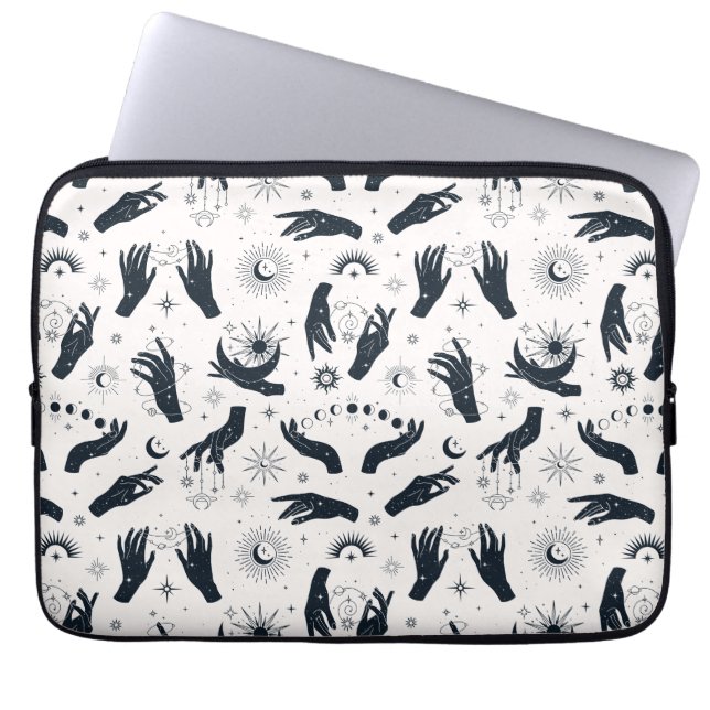 Capa Para Notebook Mística da Lua branca preta (Frente)