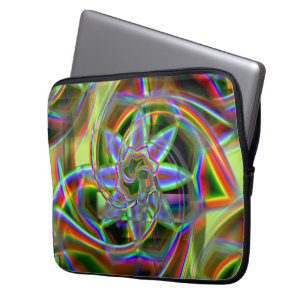 Capa Para Notebook Mistura de arco-íris a acrílico ou flor neon color