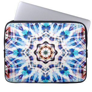 Capa Para Notebook Mistura de caleidoscópio azul de textura e tecido 