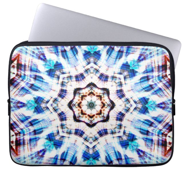 Capa Para Notebook Mistura de caleidoscópio azul de textura e tecido  (Frente)