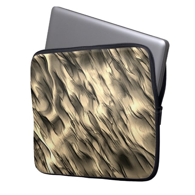 Capa Para Notebook Mistura de mancha ondulada bege opaca e cromo (Frente Esquerda)