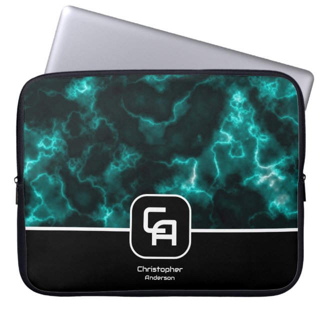 Capa Para Notebook Misty Smoke Monograma Aqua (Frente)