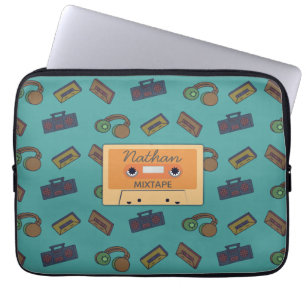 Capa Para Notebook Mixtape Personalizada com Padrão de Música Retroat