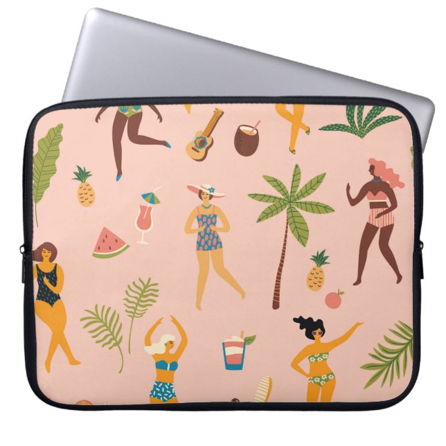Capa Para Notebook Moças de maiô: Dança tropical de vinheta (Frente)