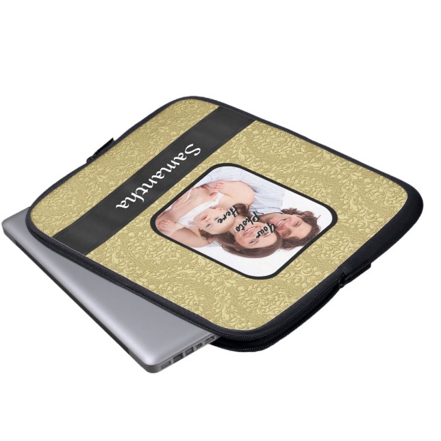 Capa Para Notebook modelo de foto Dourado damask (Frente Inferior)