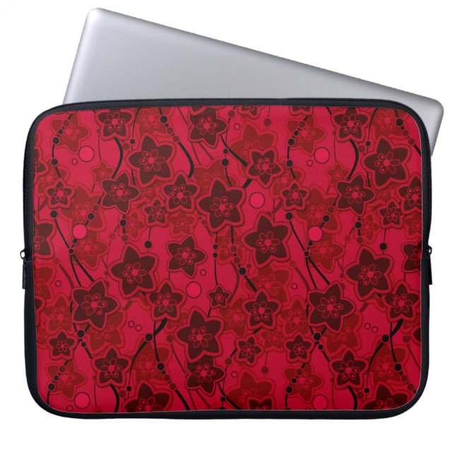 Capa Para Notebook modelo de moda rústica floral vermelho castanho (Frente)