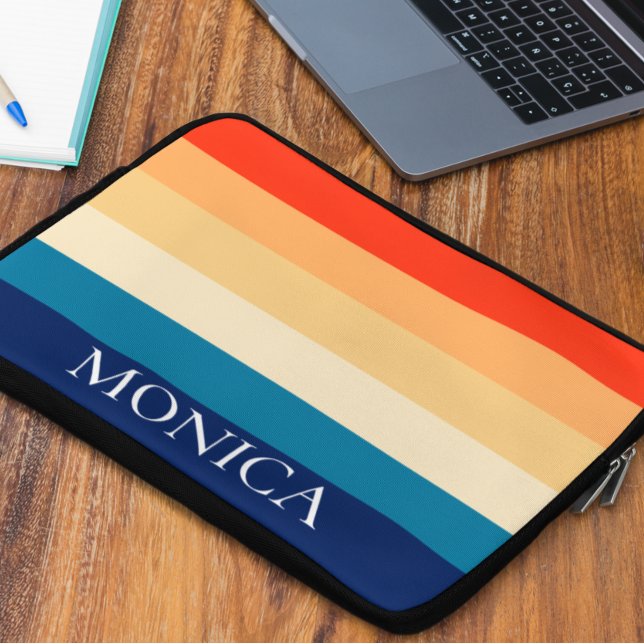 Capa Para Notebook Modelo de Monograma de Listras Retro dos Anos 70 (Criador carregado)